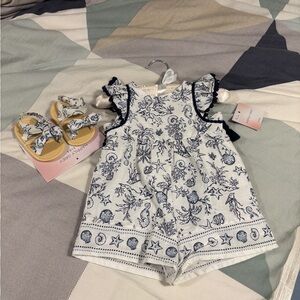 Navy and White Kids Romper